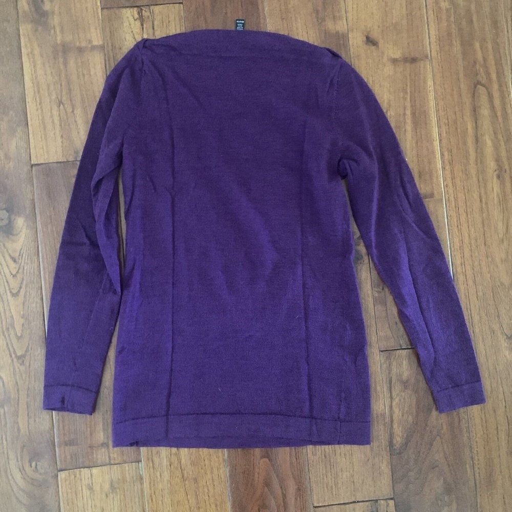 Eileen Fisher Petite xs Italian Merino Wool Boatneck Tunic Sweater Top Plum - Picture 5 of 7